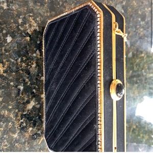 Valentino Black and Gold Clutch